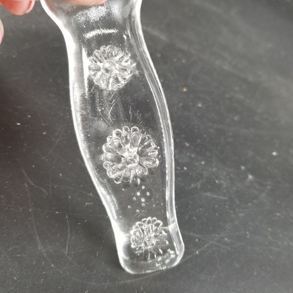 Cryst-O-Lite Depression Glass Knife Clear Fruit Cake Floral Handle 8.5" - Picture 3 of 4